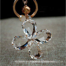 Schöne vierblättrige Kleeblatt Kristallglas Schlüsselanhänger